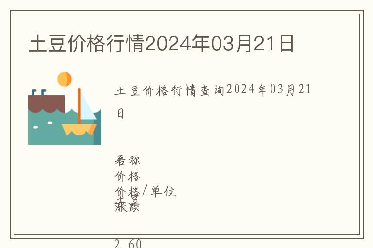 土豆價(jià)格行情2024年03月21日