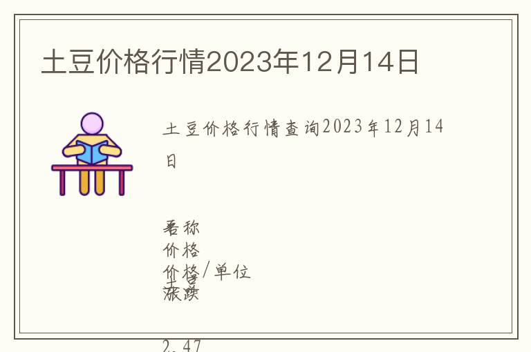 土豆價格行情2023年12月14日