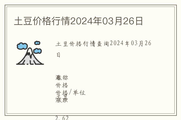 土豆價(jià)格行情2024年03月26日