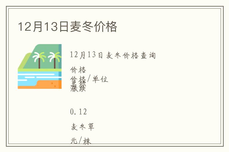 12月13日麥冬價格