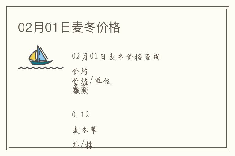 02月01日麥冬價格