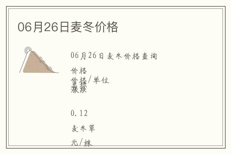 06月26日麥冬價(jià)格