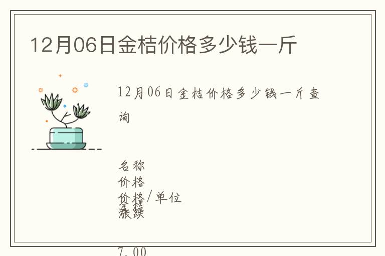 12月06日金桔價格多少錢一斤