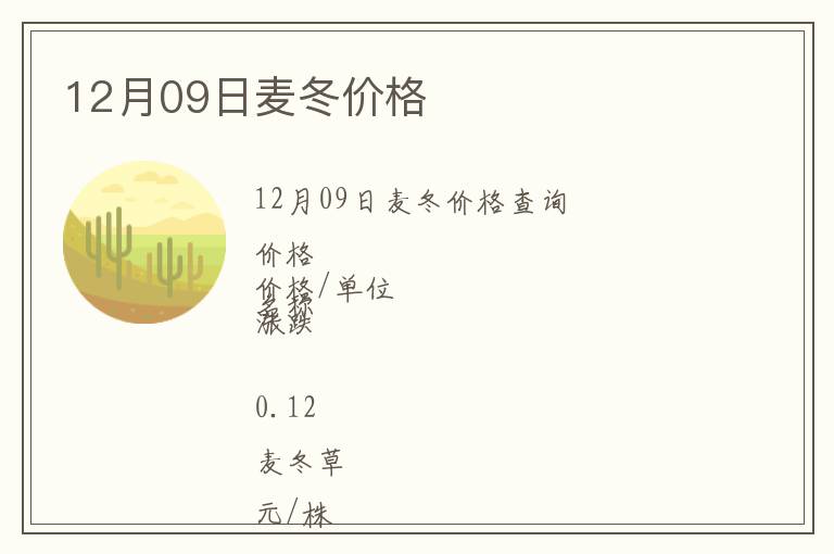 12月09日麥冬價格