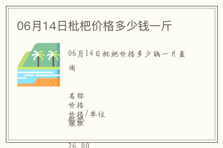 06月14日枇杷價格多少錢一斤