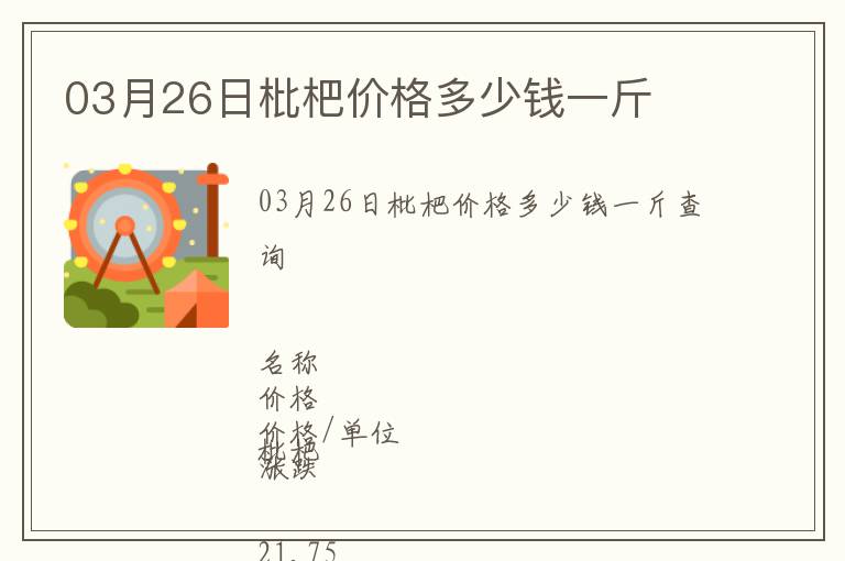 03月26日枇杷價格多少錢一斤