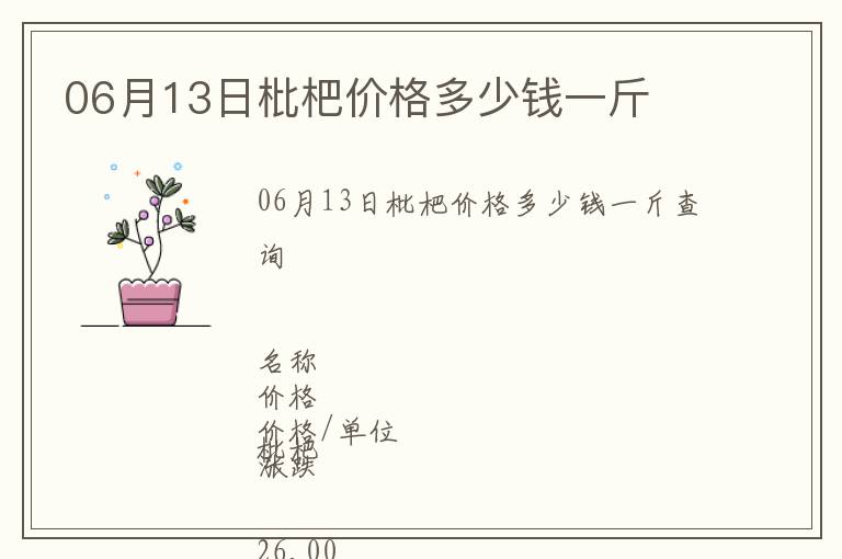 06月13日枇杷價格多少錢一斤