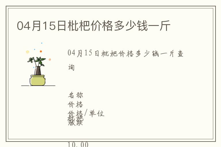 04月15日枇杷價格多少錢一斤