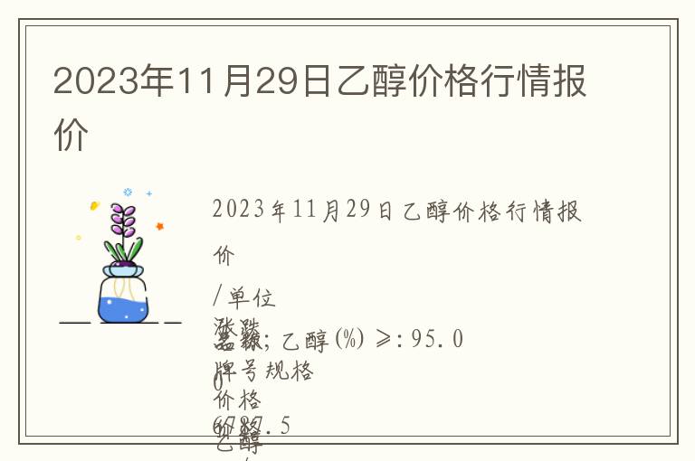 2023年11月29日乙醇價(jià)格行情報(bào)價(jià)