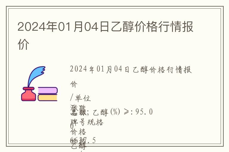 2024年01月04日乙醇價(jià)格行情報(bào)價(jià)