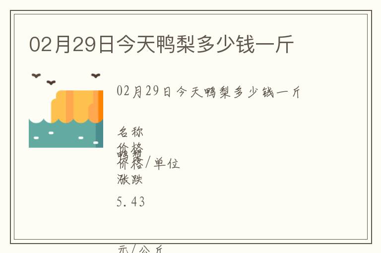 02月29日今天鴨梨多少錢一斤