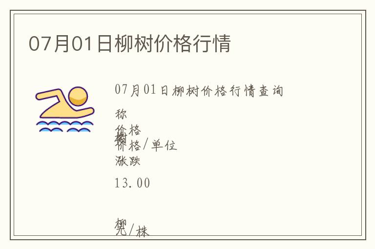 07月01日柳樹價格行情