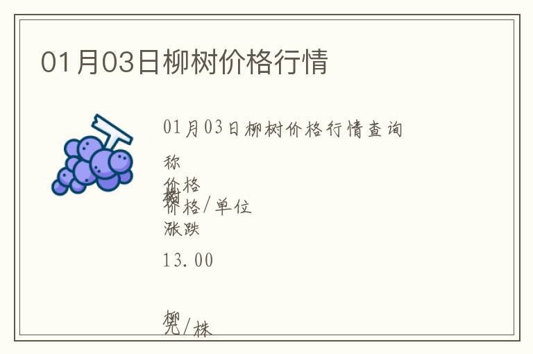 01月03日柳樹價格行情