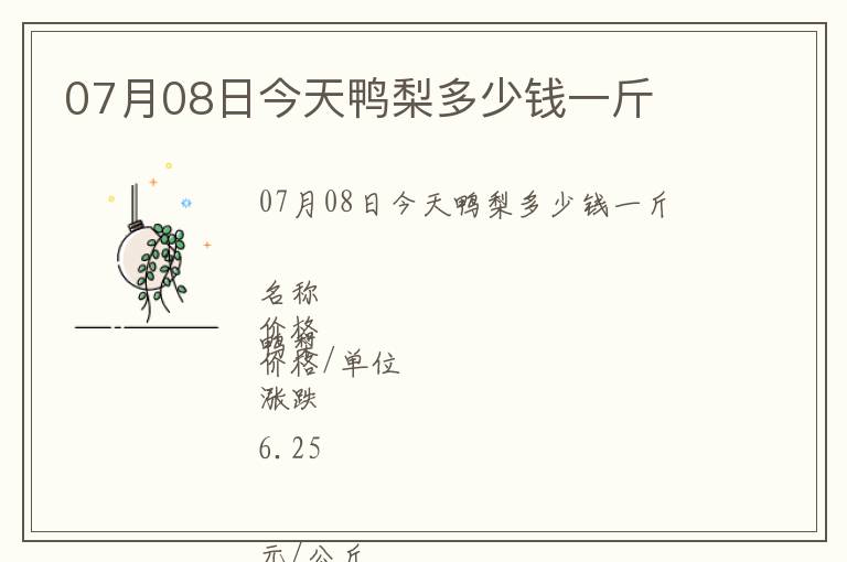 07月08日今天鴨梨多少錢一斤