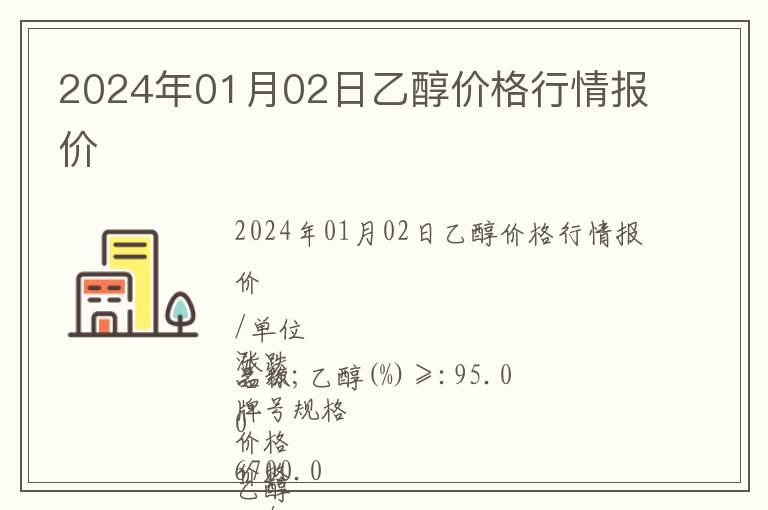 2024年01月02日乙醇價格行情報價