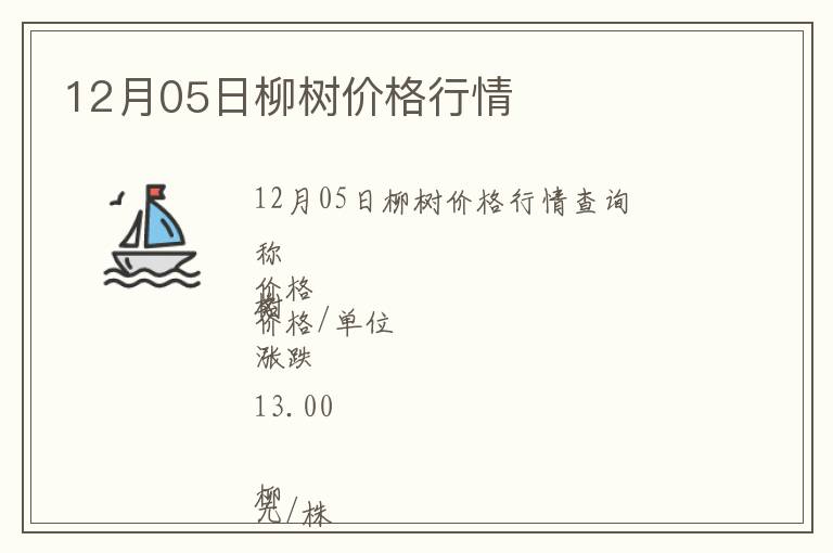 12月05日柳樹價格行情