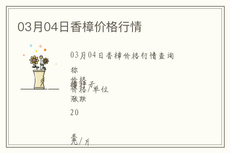 03月04日香樟價格行情