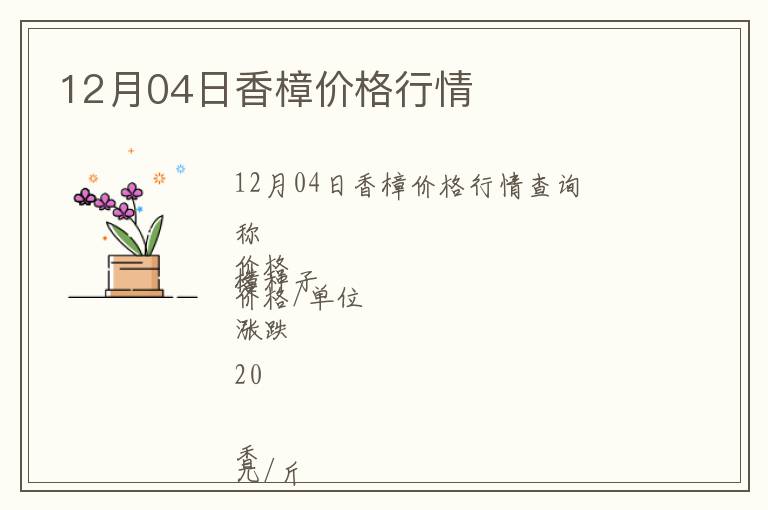 12月04日香樟價(jià)格行情