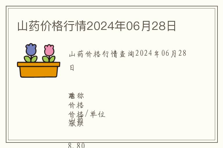 山藥價格行情2024年06月28日