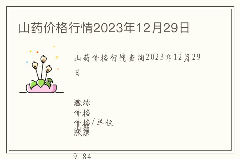 山藥價(jià)格行情2023年12月29日
