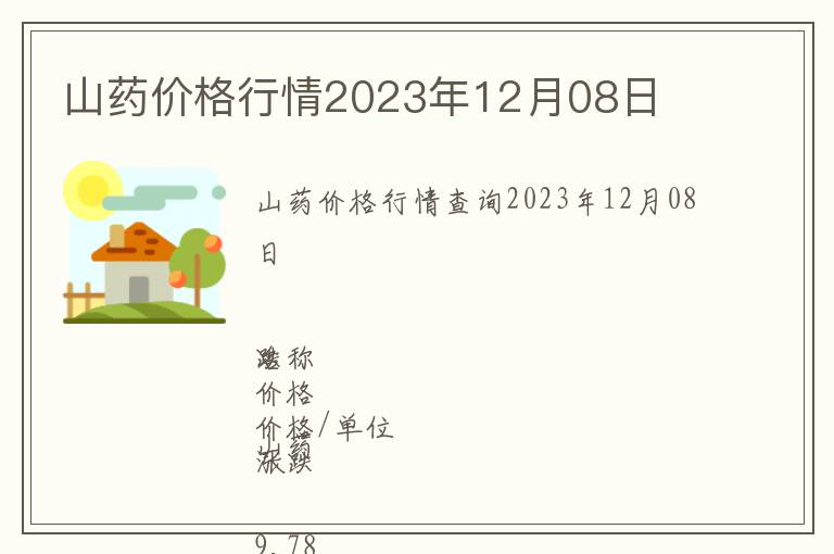 山藥價格行情2023年12月08日