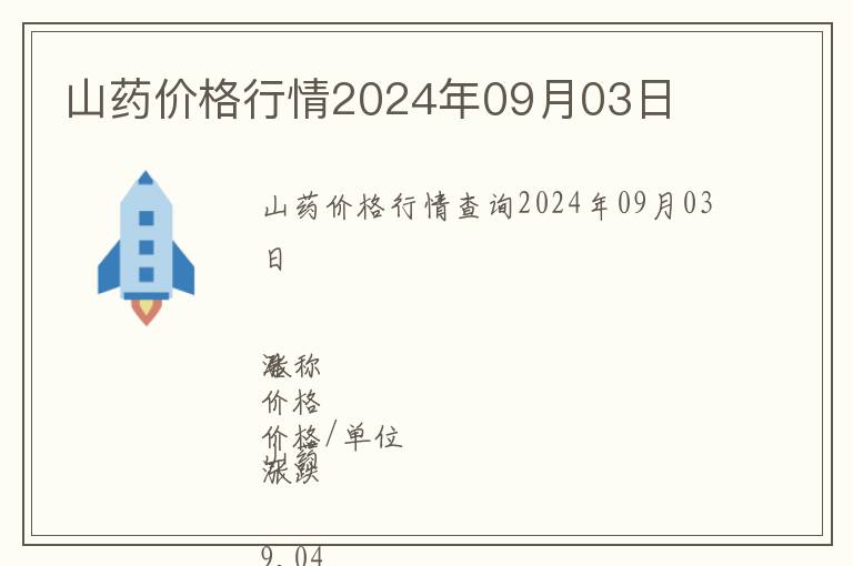 山藥價格行情2024年09月03日