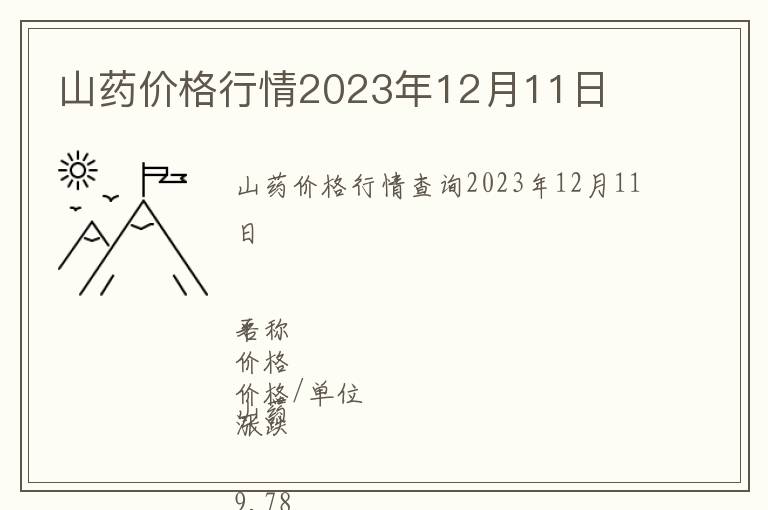 山藥價格行情2023年12月11日