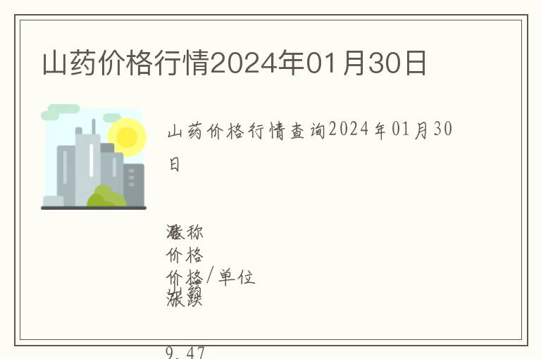 山藥價格行情2024年01月30日