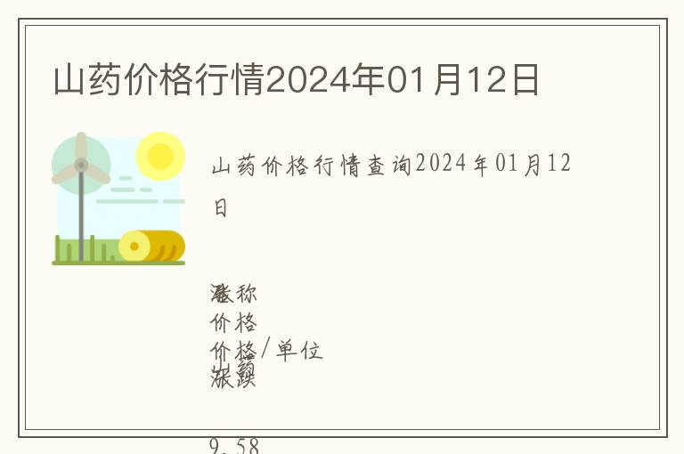 山藥價格行情2024年01月12日
