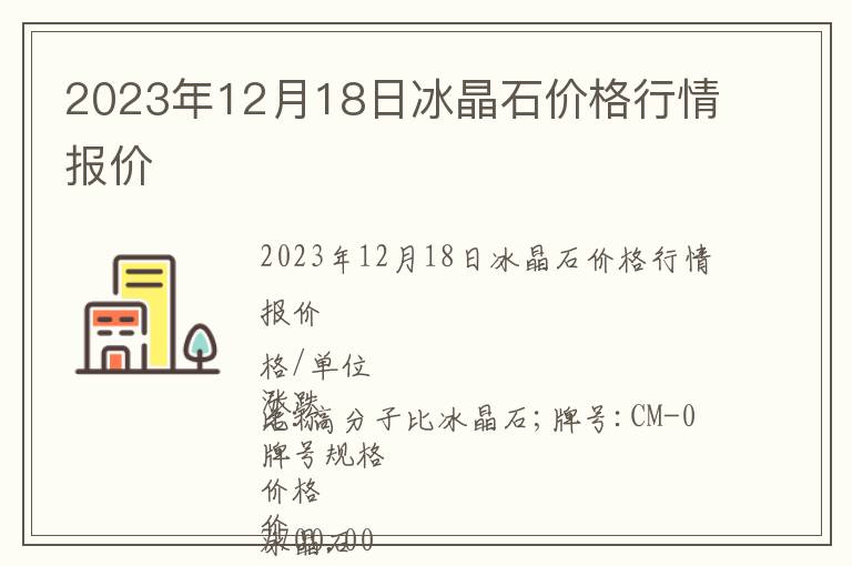 2023年12月18日冰晶石價格行情報價