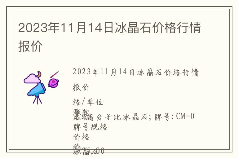 2023年11月14日冰晶石價格行情報價