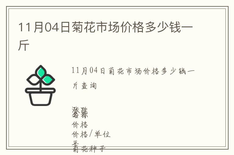 11月04日菊花市場(chǎng)價(jià)格多少錢(qián)一斤