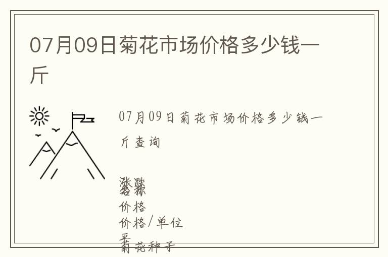 07月09日菊花市場價格多少錢一斤