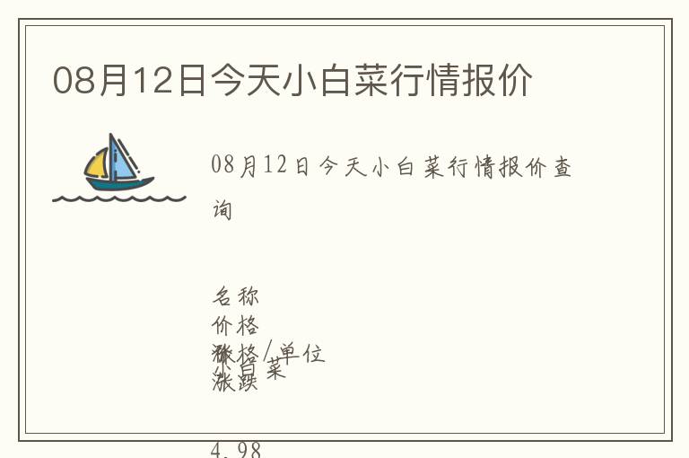 08月12日今天小白菜行情報價