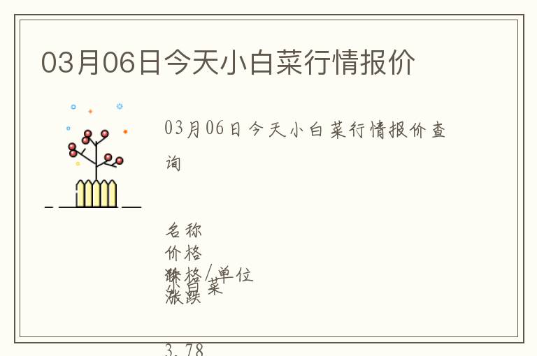 03月06日今天小白菜行情報價