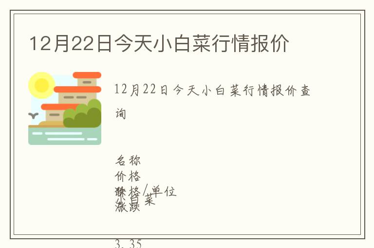 12月22日今天小白菜行情報價