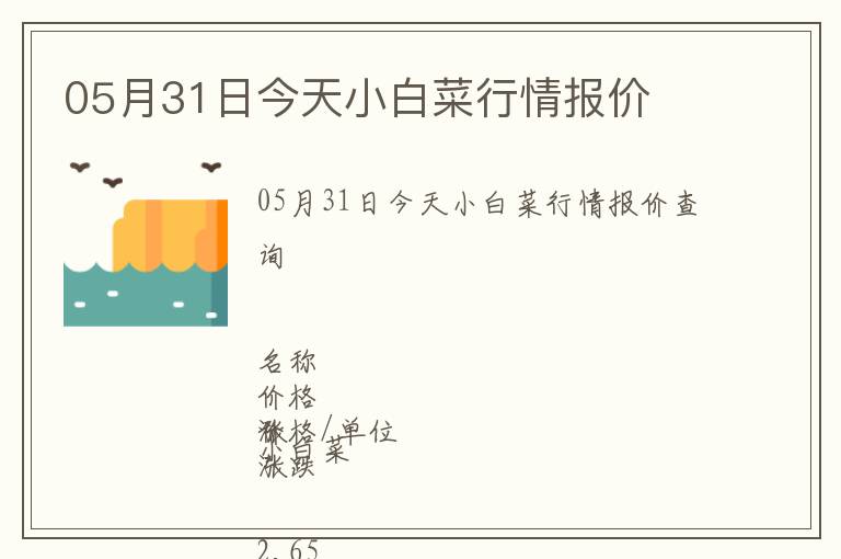 05月31日今天小白菜行情報價