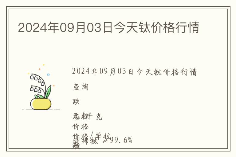 2024年09月03日今天鈦價格行情