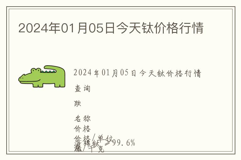 2024年01月05日今天鈦價(jià)格行情