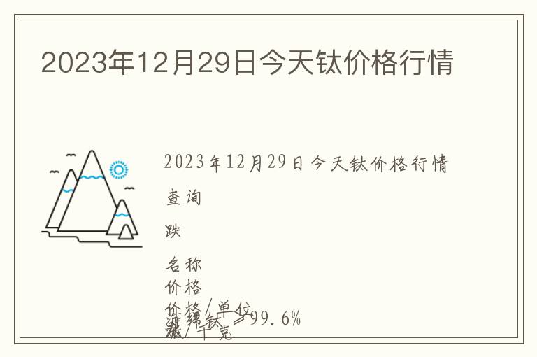 2023年12月29日今天鈦價格行情