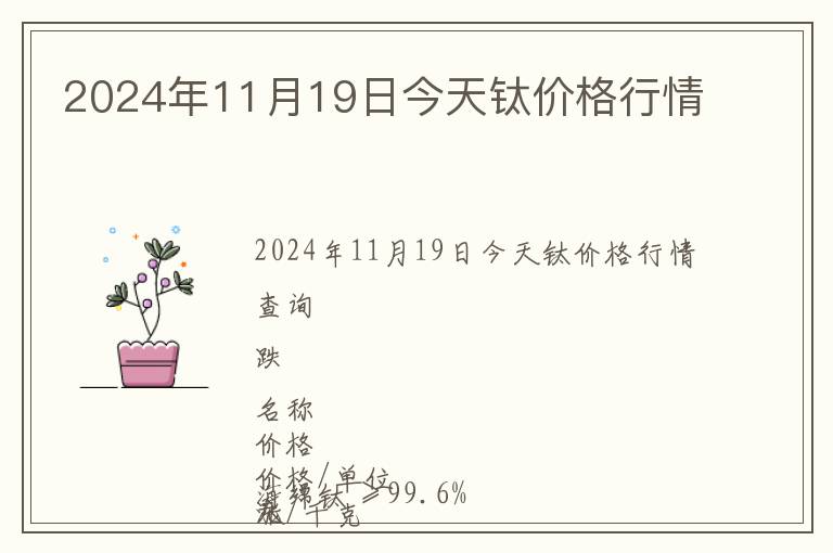 2024年11月19日今天鈦價(jià)格行情