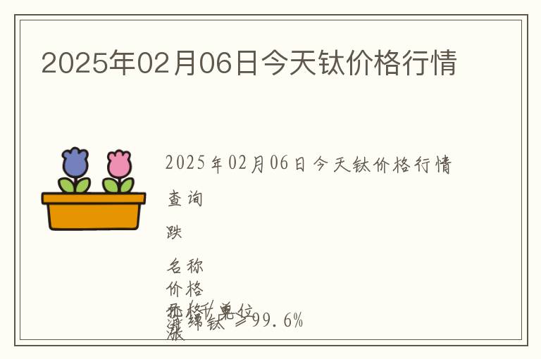 2025年02月06日今天鈦價格行情