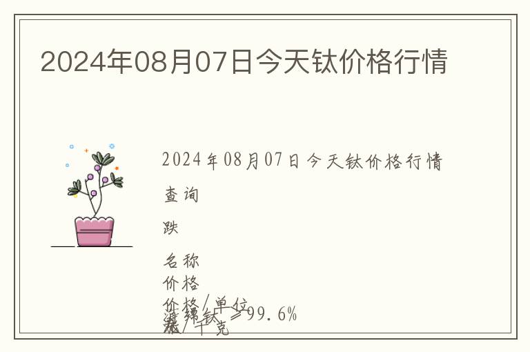2024年08月07日今天鈦價(jià)格行情