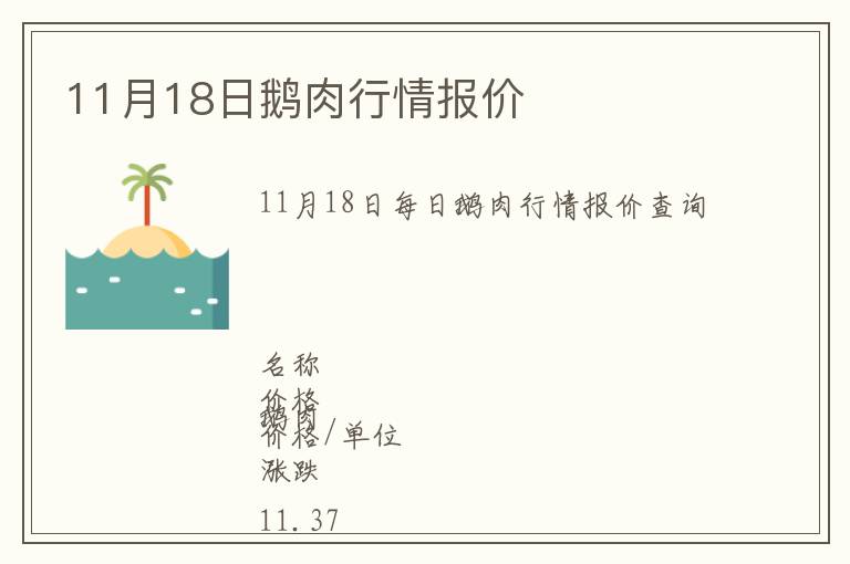 11月18日鵝肉行情報價
