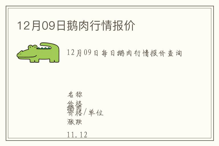 12月09日鵝肉行情報價