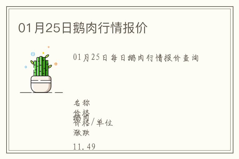 01月25日鵝肉行情報(bào)價(jià)