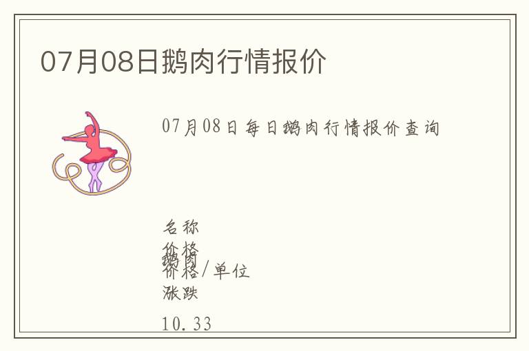 07月08日鵝肉行情報價