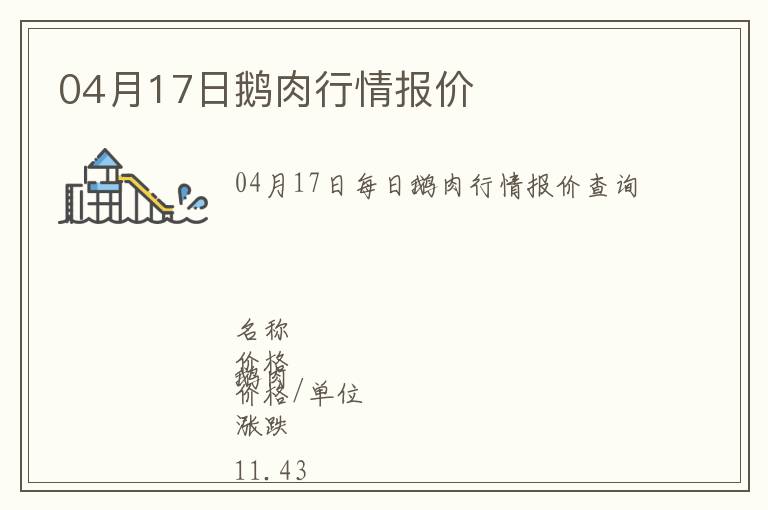 04月17日鵝肉行情報價