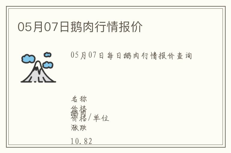 05月07日鵝肉行情報(bào)價(jià)