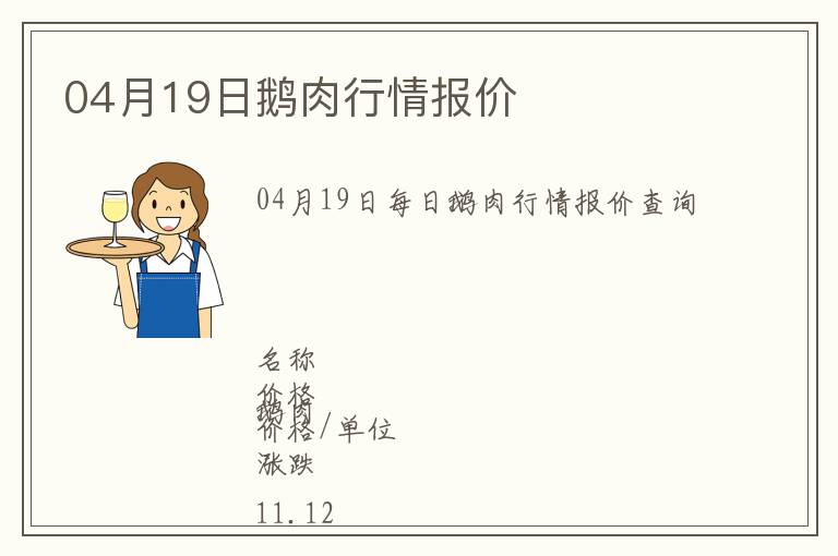 04月19日鵝肉行情報價